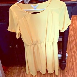 Bright Yellow Dress with Cut Out Back